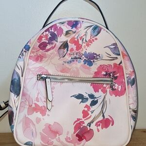 Guess Los Angeles Floral Cream Pink Blue Backpack Purse